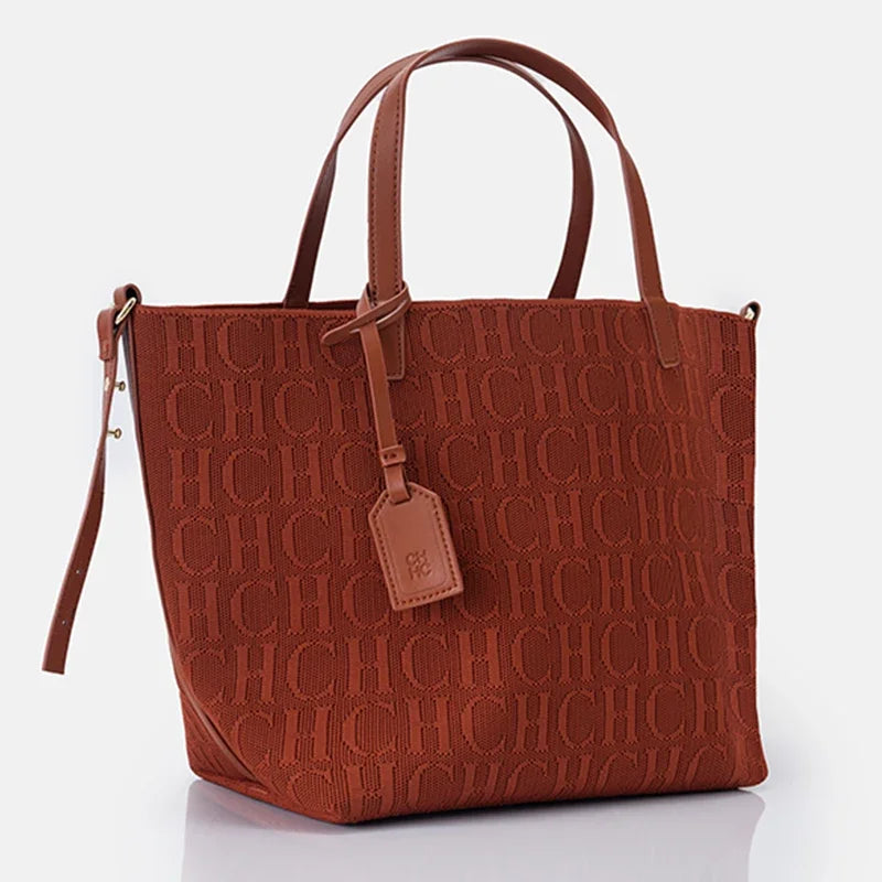 CH Woven Tote Bag – Vintage Style, Large Capacity