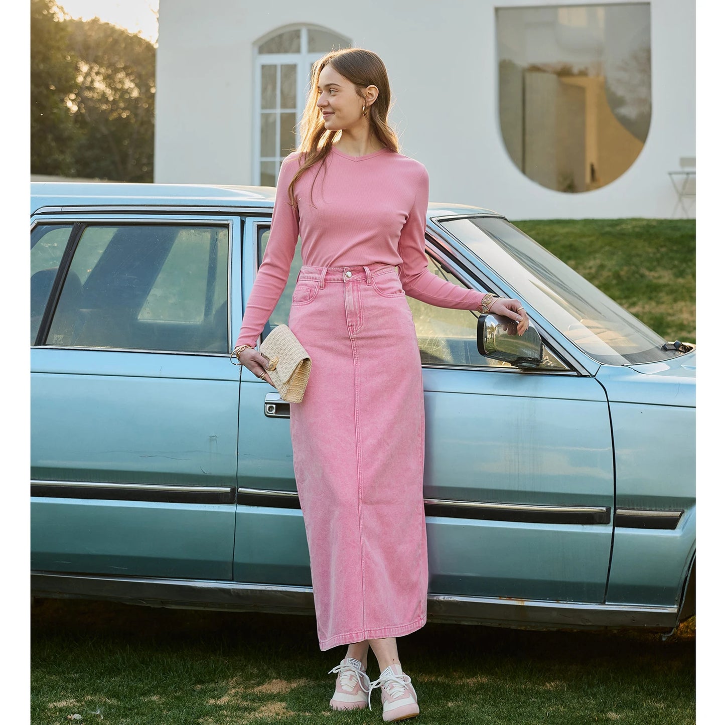 Women's Cotton Denim Midi Skirt | Spring 2026