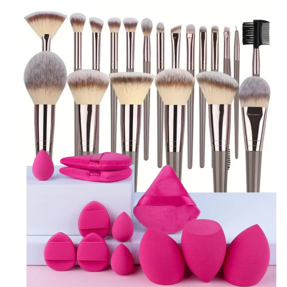Professional 3-20pc USA-Made Makeup Brush Set - Goat & Synthetic Hair