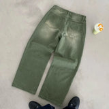 Matcha Green Baggy Jeans | Y2K Retro Denim
