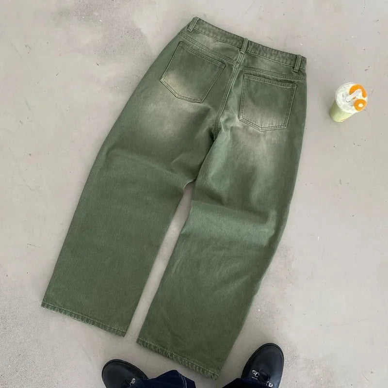Matcha Green Baggy Jeans | Y2K Retro Denim