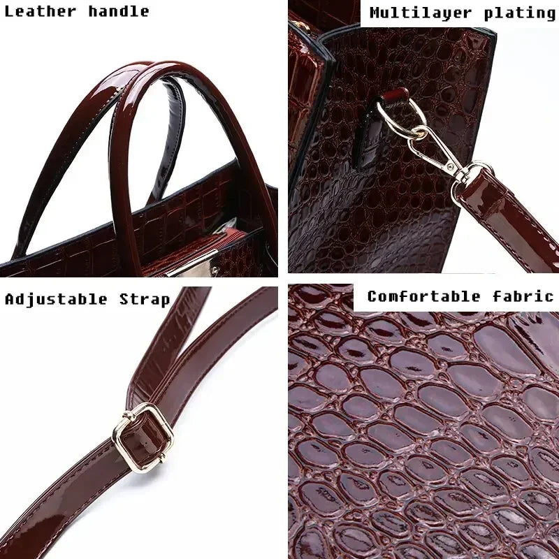 Luxury Vintage Crocodile Pattern Tote