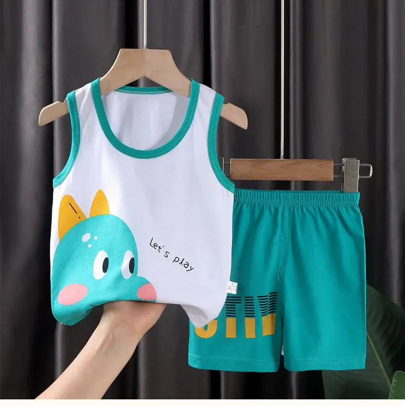 Kids' Summer Cotton 2-Piece Vest Set