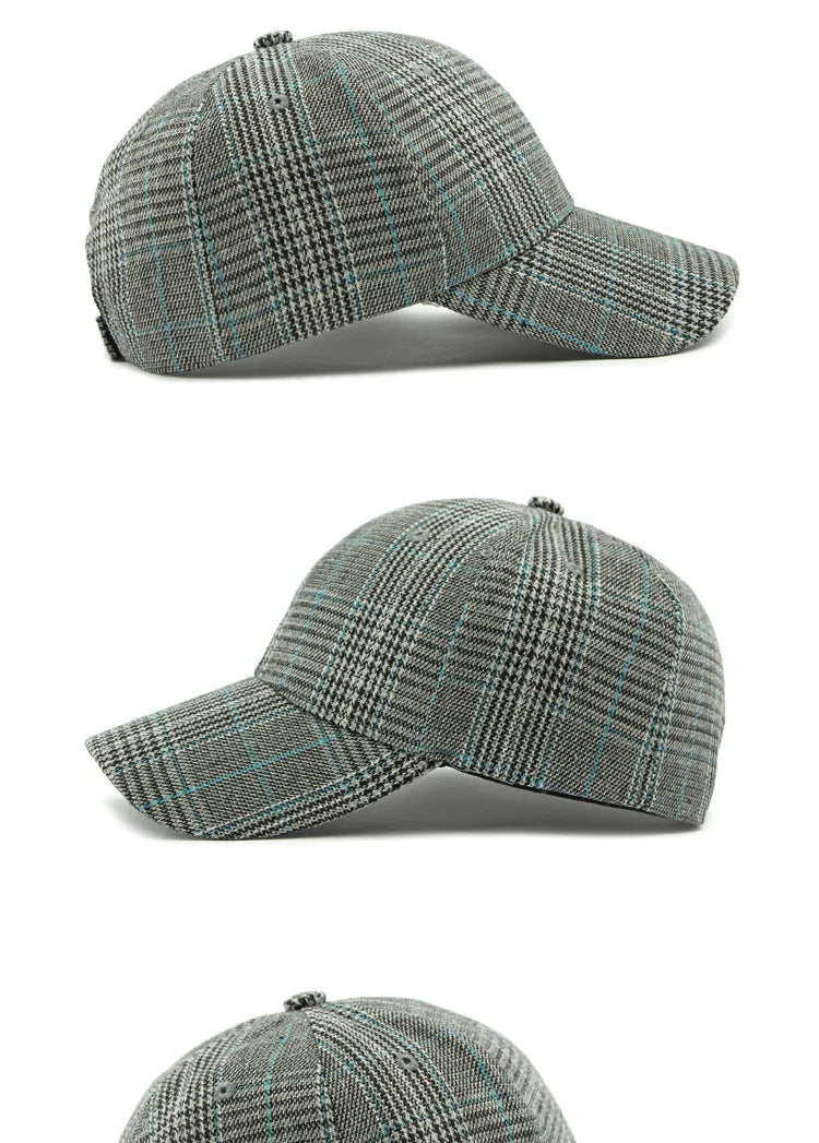 Unisex Checkered Baseball Cap with Adjustable Strap