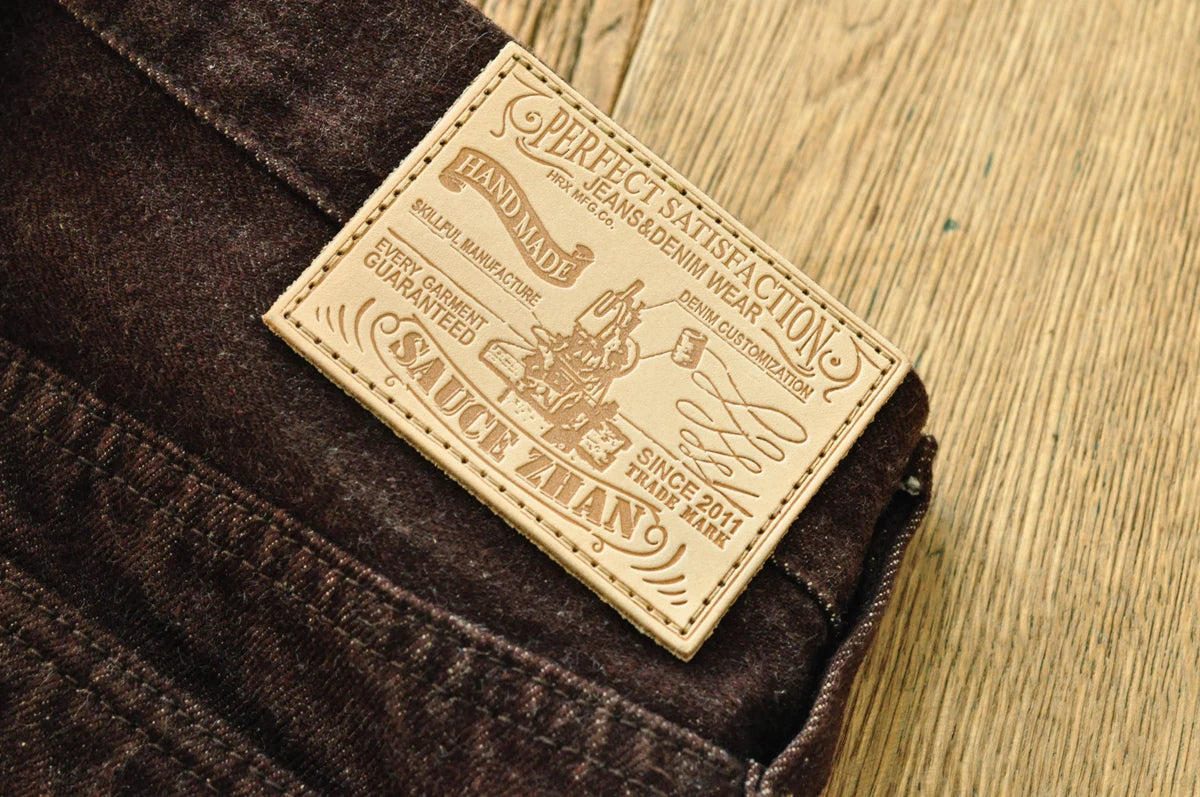 SauceZhan Brown Selvedge Denim Tapered Jeans – 13.8 oz