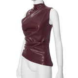 Y2K Vintage PU Leather Tank Top