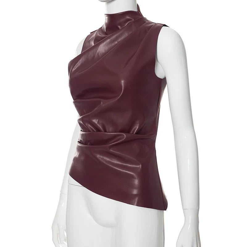 Y2K Vintage PU Leather Tank Top