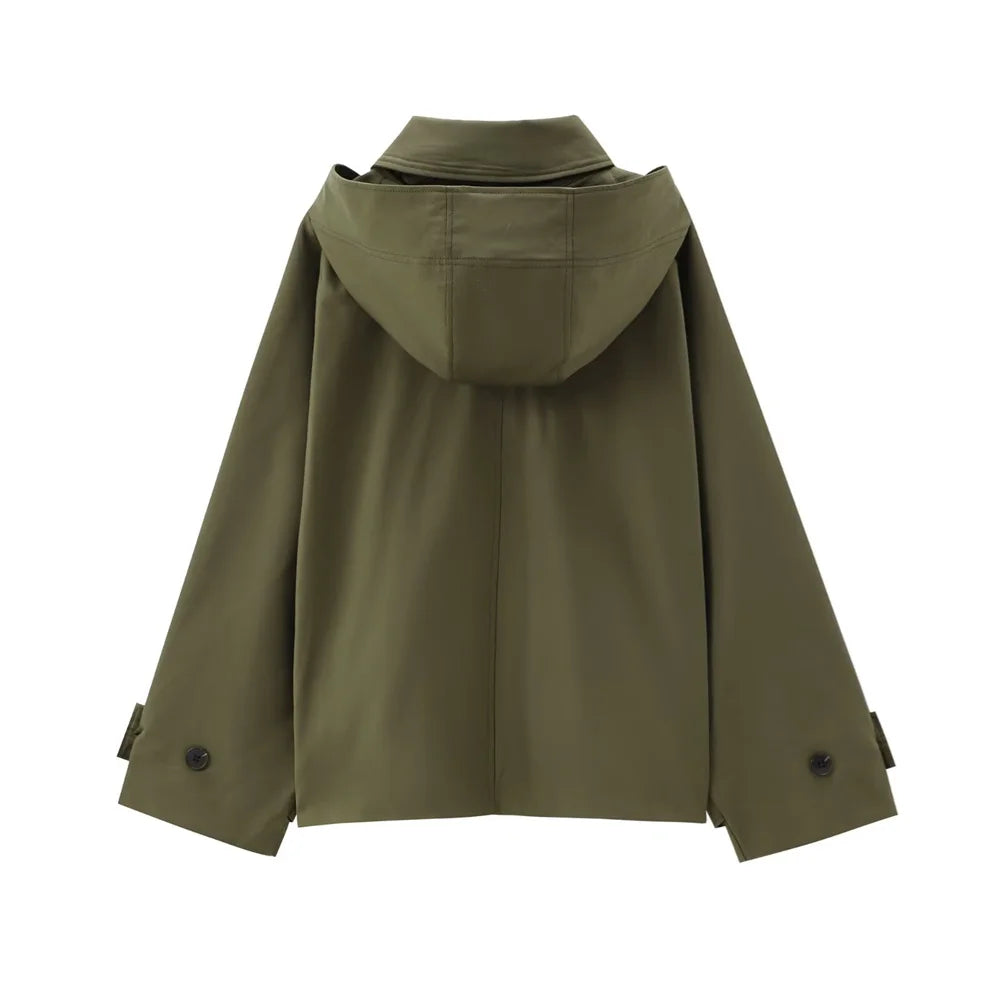 European Style Hooded Trench Jacket