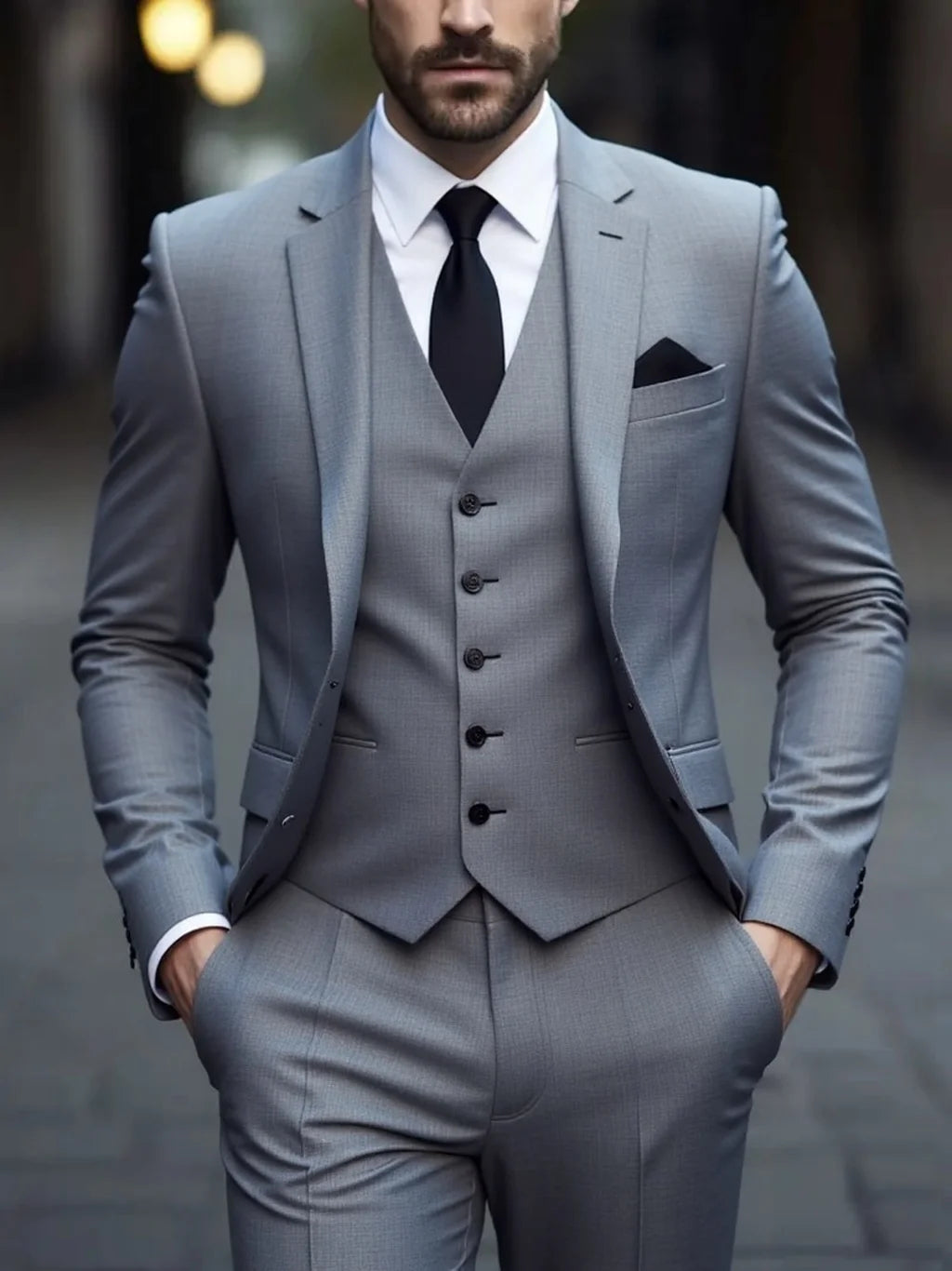 Men’s Classic Three-Piece White Business Suit
