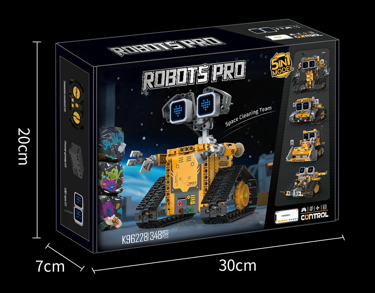 Digital display 5-in-1 transformable robot model assembly, remote control robot building blocks toy, children's toy gift