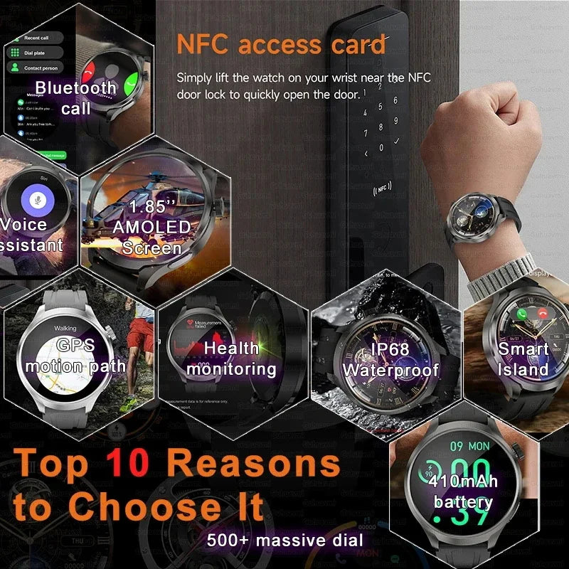 2026 Smart Watch Always display AMOLED NFC Bluetooth Call GPS trajectory Waterproof Health Sport Smartwatch Men for Android iOS