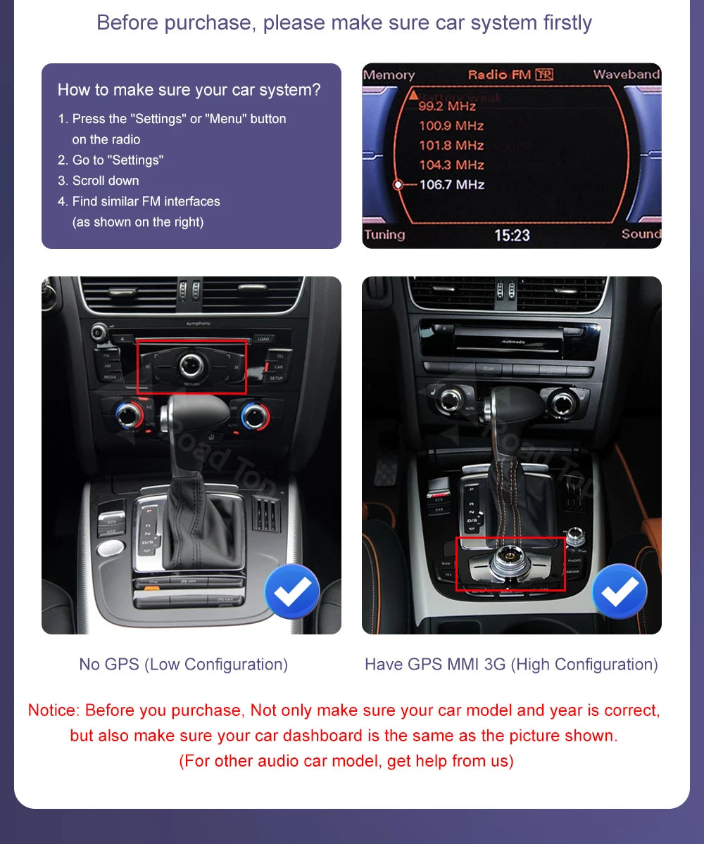 Road Top 8.8"/12.3" Touch Screen for Audi A5 2008–2016