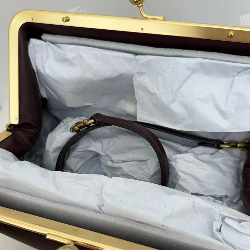 Classic Large Capacity Kisslock Frame Clip Bags For Women Luxury Designer Handbags Purses 2026 New In PU Lock Underarm Shoulder