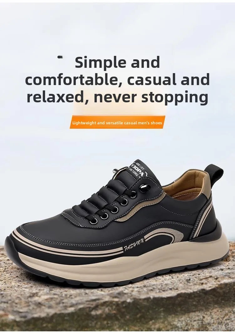 2026 Mens Leather Casual Shoes Slip On Comfortable Breathable Lightweight Non Slip Waterproof Loafers