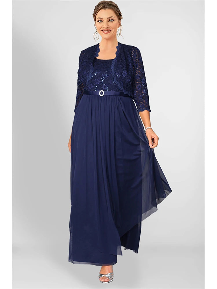 Elegant Sequined Chiffon Maxi Dress