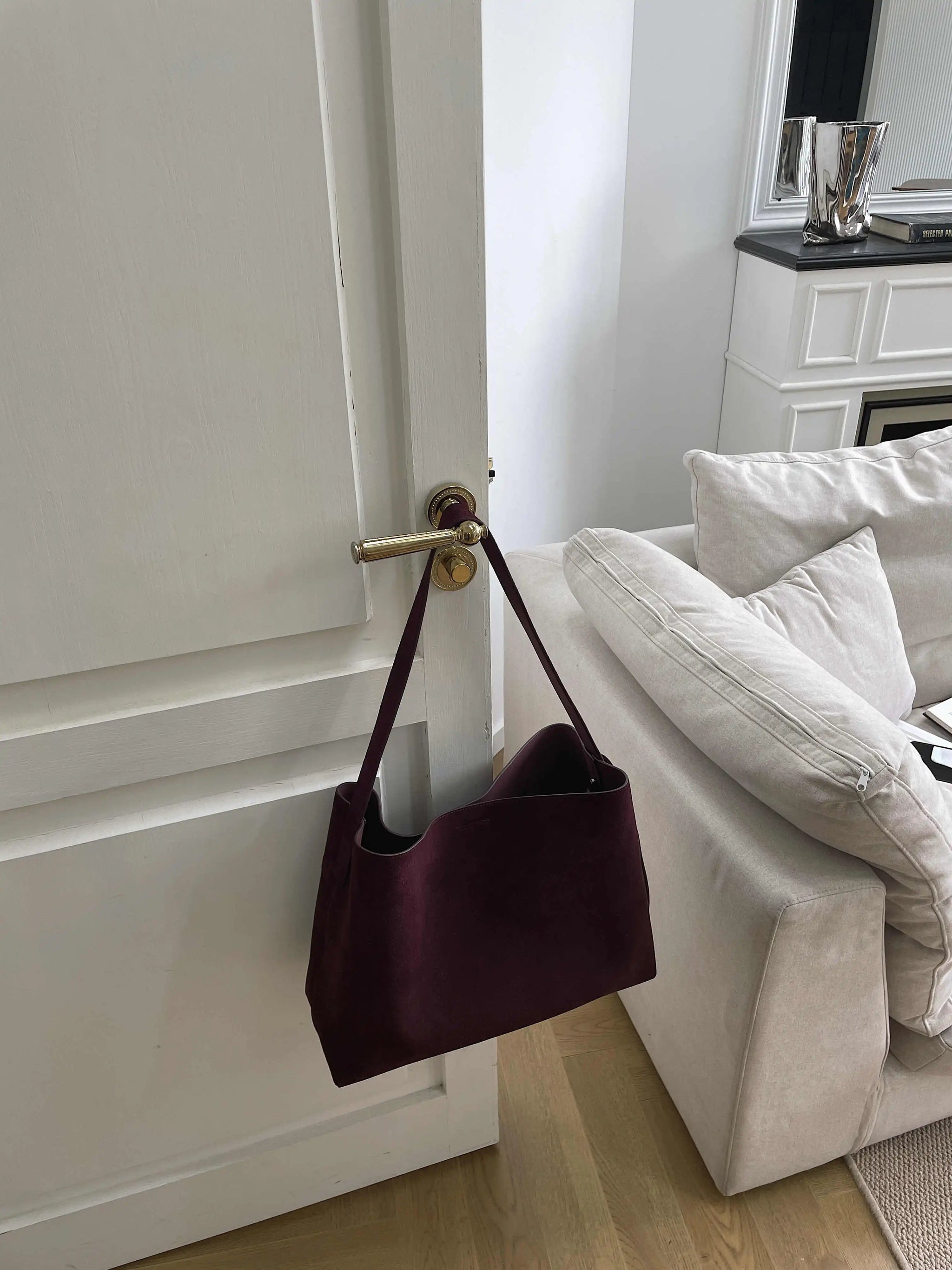 Motingsome Oversize Women Bag Luxury Suede Leather Winter Bags Frosted Cow Skin Handbag and Purses Retro Lady Tote 2024 New