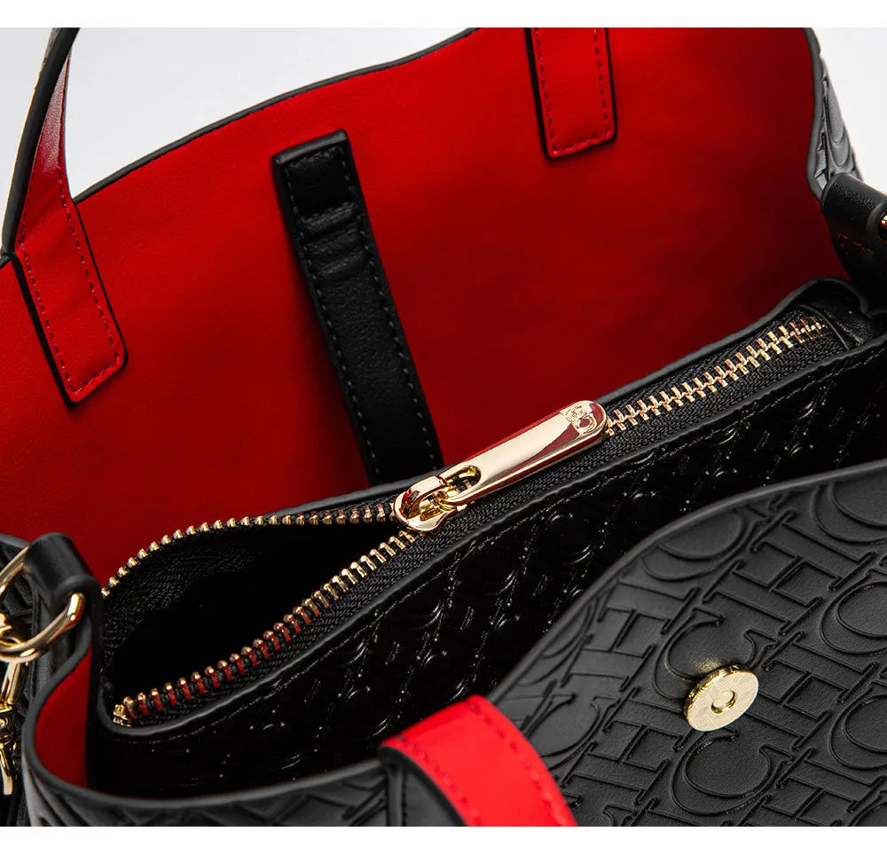 CH Fashion Brand Women's Handbag Large Capacity Casual Diagonal letter Silver Fox Is PU Leather Shoulder Bag