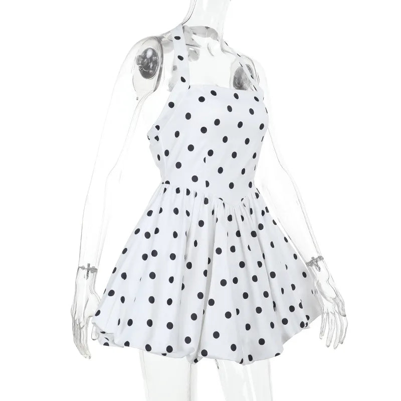 Polka Dot Halter Mini Dress