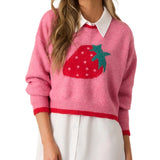 Cherry Patterned Oversized Pullover