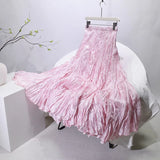 Elegant High-Waist Pleated Maxi Skirt for Women