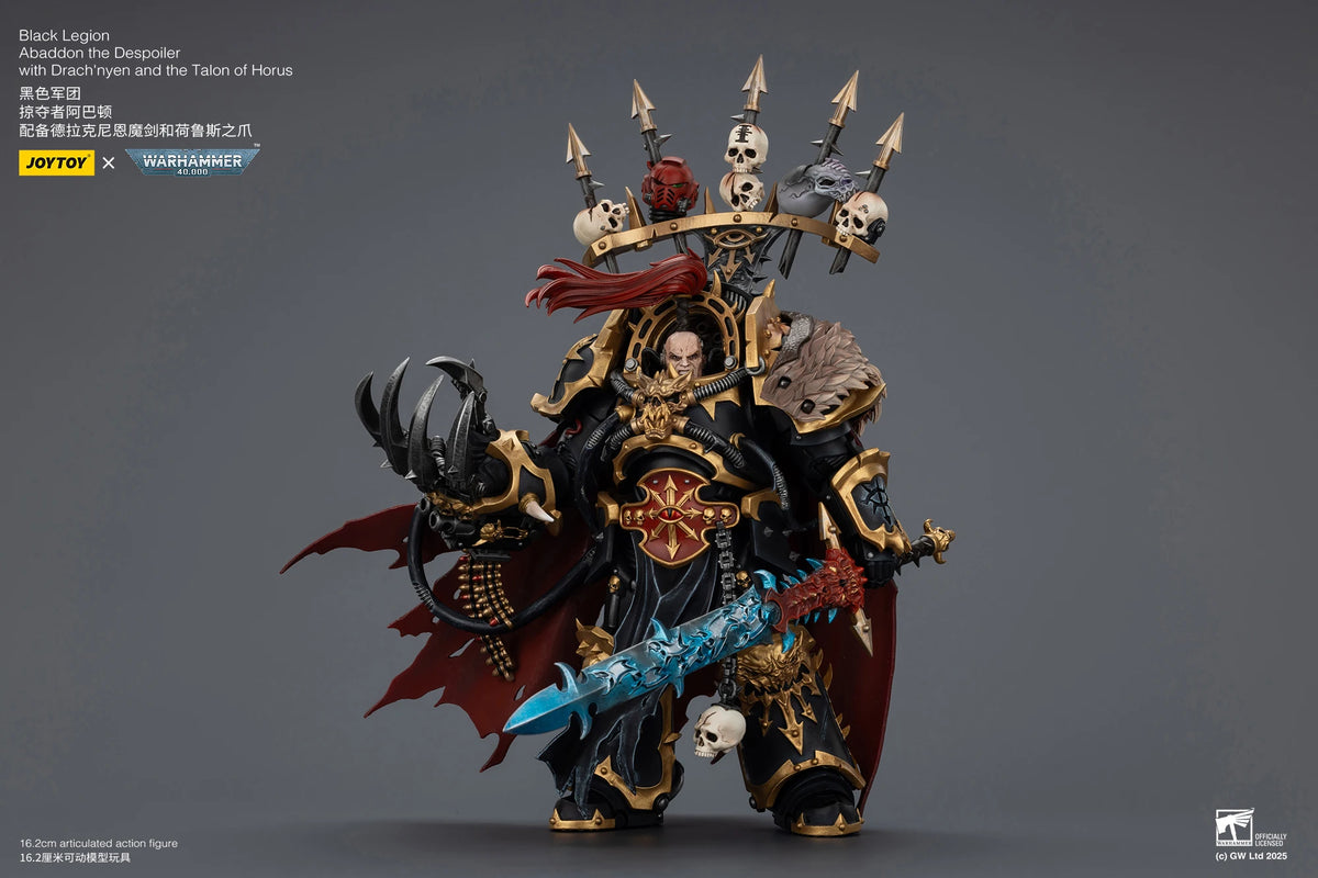 JOYTOY Warhammer 40k 1/18 Action Figures Black Legion Abaddon the Despoiler with Drach'nyen and the Talon of Horus