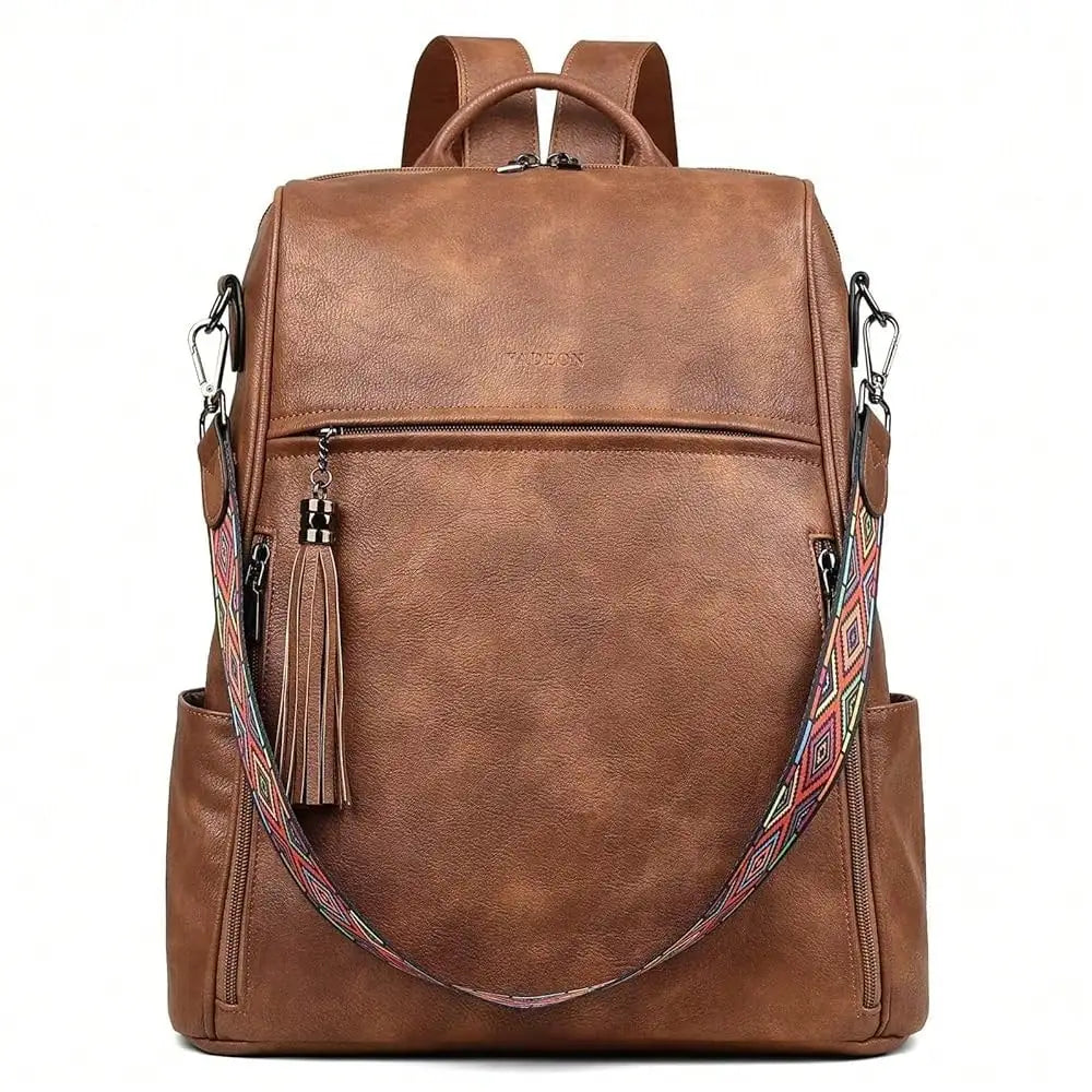 Women's Genuine Leather Laptop Backpack — 15.6" Retro Style