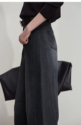 Amii casual Women's jeans 2025 Autumn new minimalist retro Women pants versatile loose cotton wide-leg trousers ladies 12553096