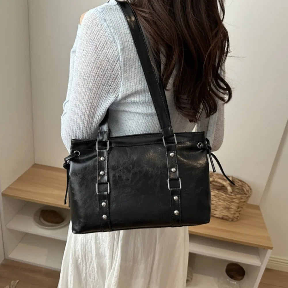 Women's Retro PU Leather Shoulder Tote Bag