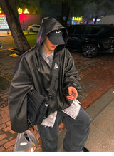 Men’s Oversized Hooded Faux Leather Jacket