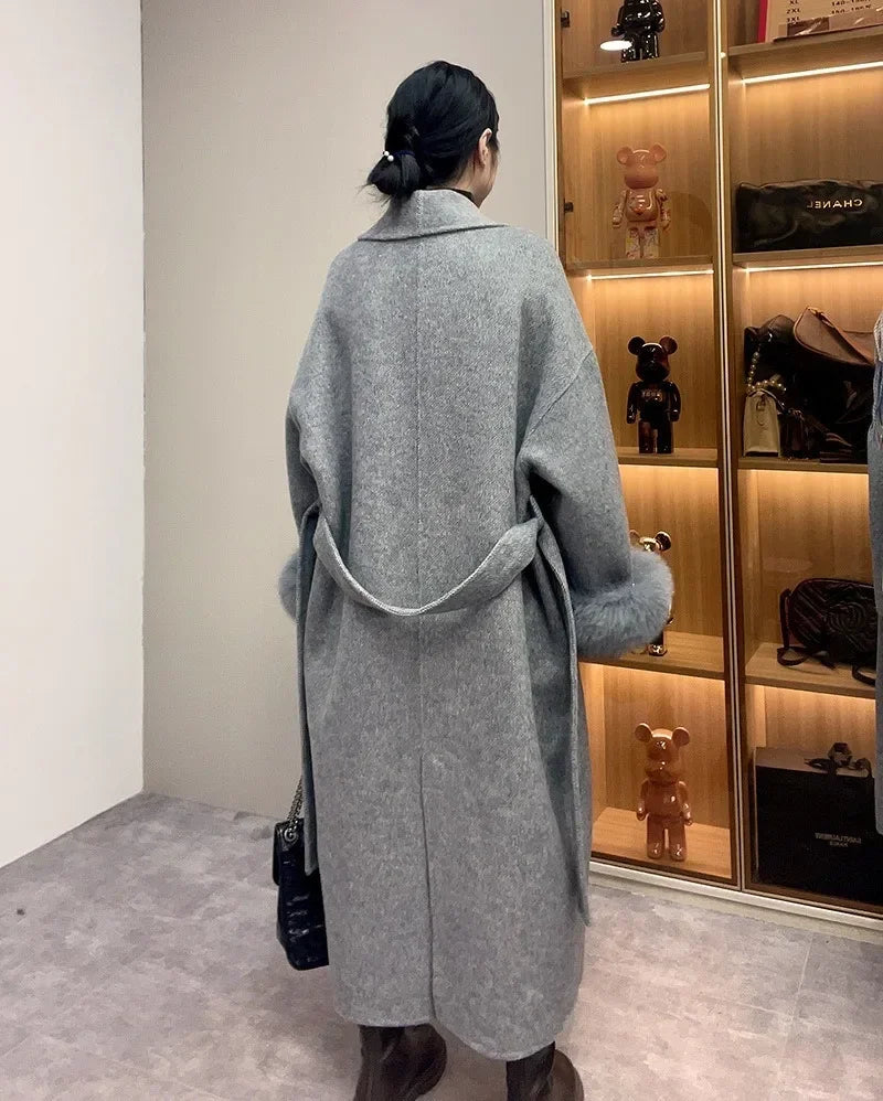 Double-Sided Wool & Fox Fur Jacket