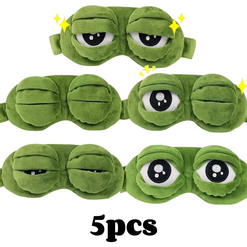 3D Frog Plush Sleep Mask – Soft Cotton Travel Blindfold (Made in USA)