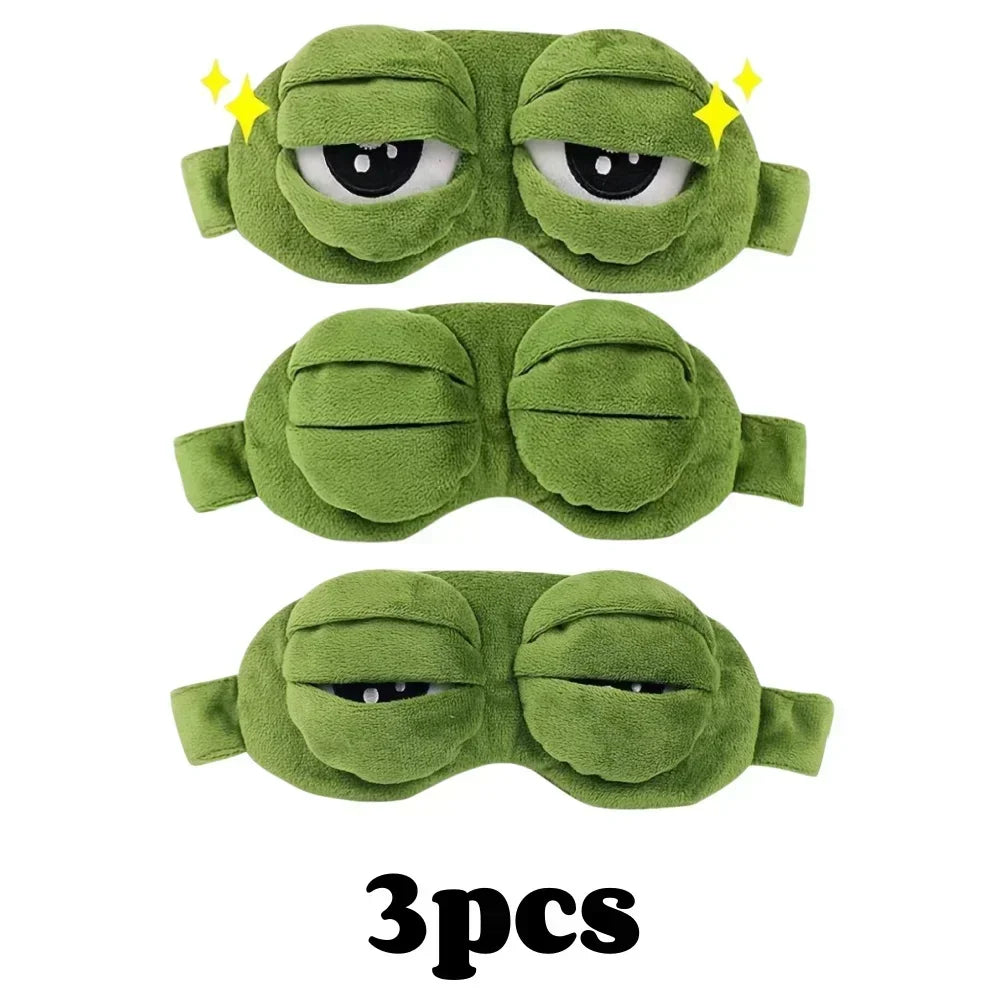 3D Frog Plush Sleep Mask – Soft Cotton Travel Blindfold (Made in USA)