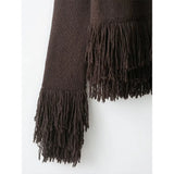 Vintage Tassel Knitted Cardigan – Elegant O-Neck Long Sleeve Sweater (USA Made)