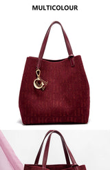 CH Women's Handbag Large Capacity Women's Simple Daily Commute Versatile Solid Color Letter Printed Design Shoulder Bag