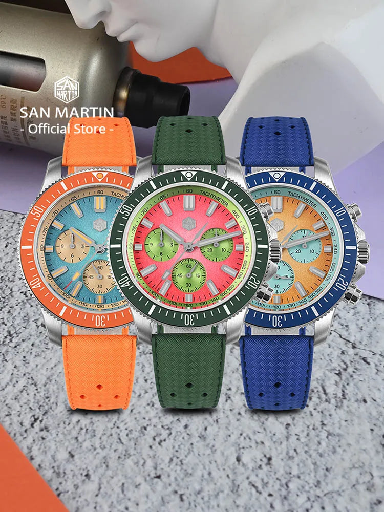 San Martin 40mm Diver Chronograph – Peacock SL-4801
