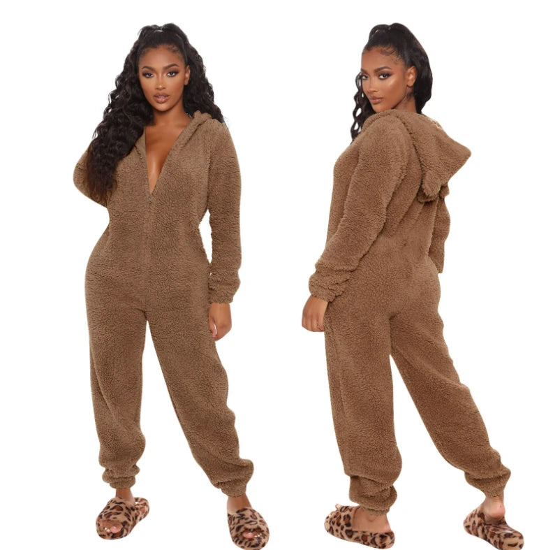 Women’s Elegant Hooded One-Piece Jumpsuit