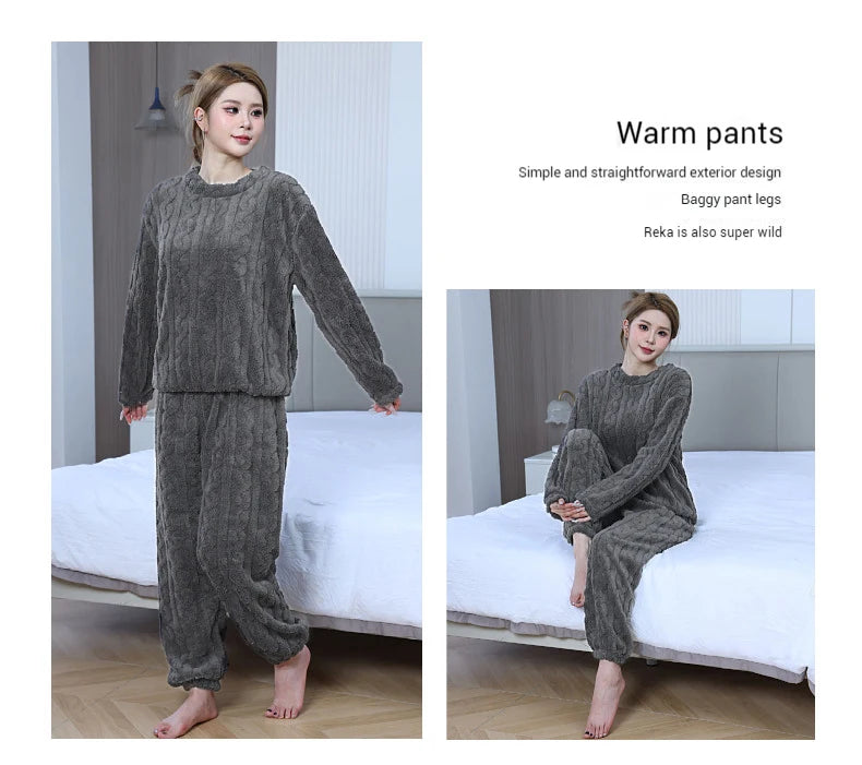 Women's Coral Velvet Winter Pajama Set