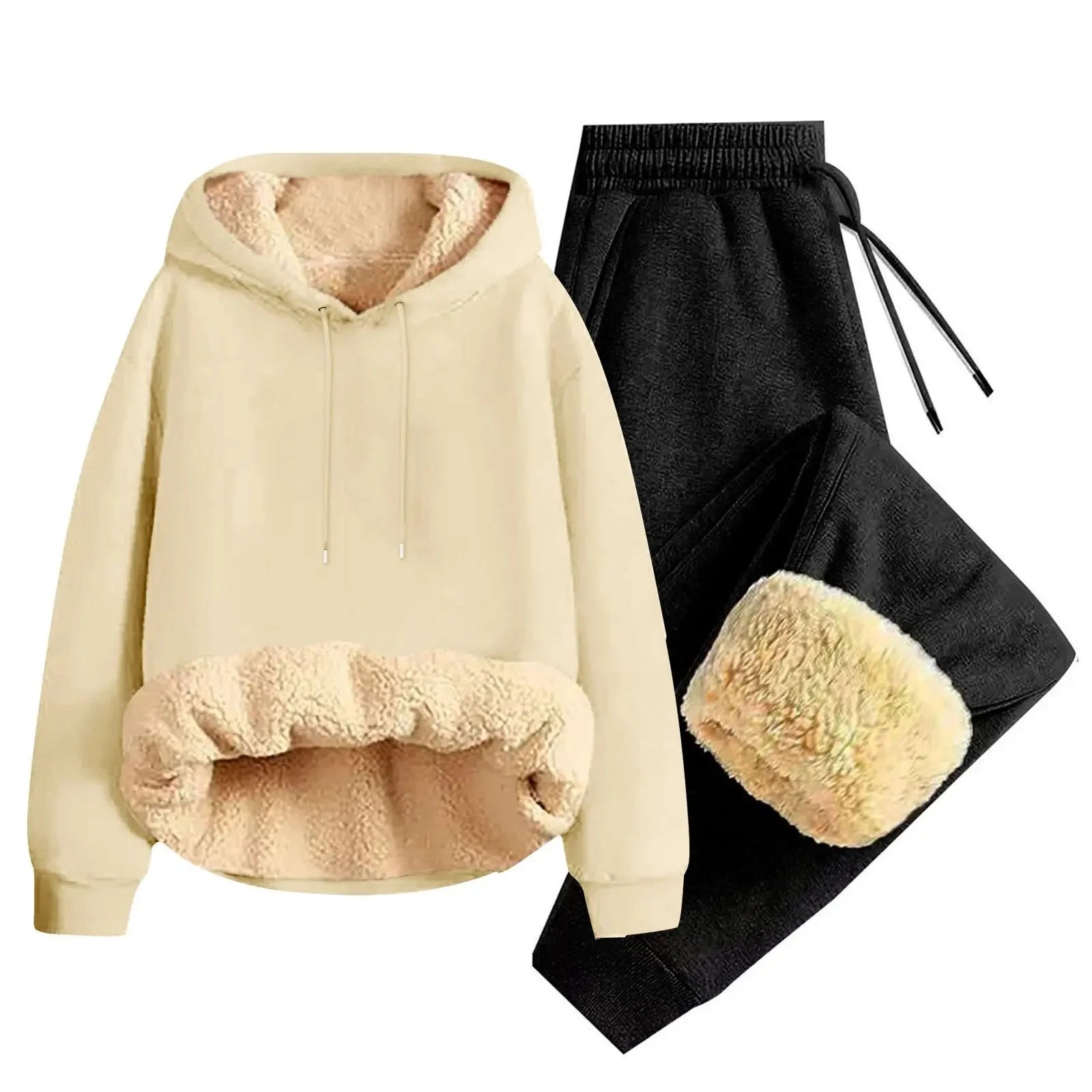 Men’s Thickened Lamb Velvet Hoodie Set