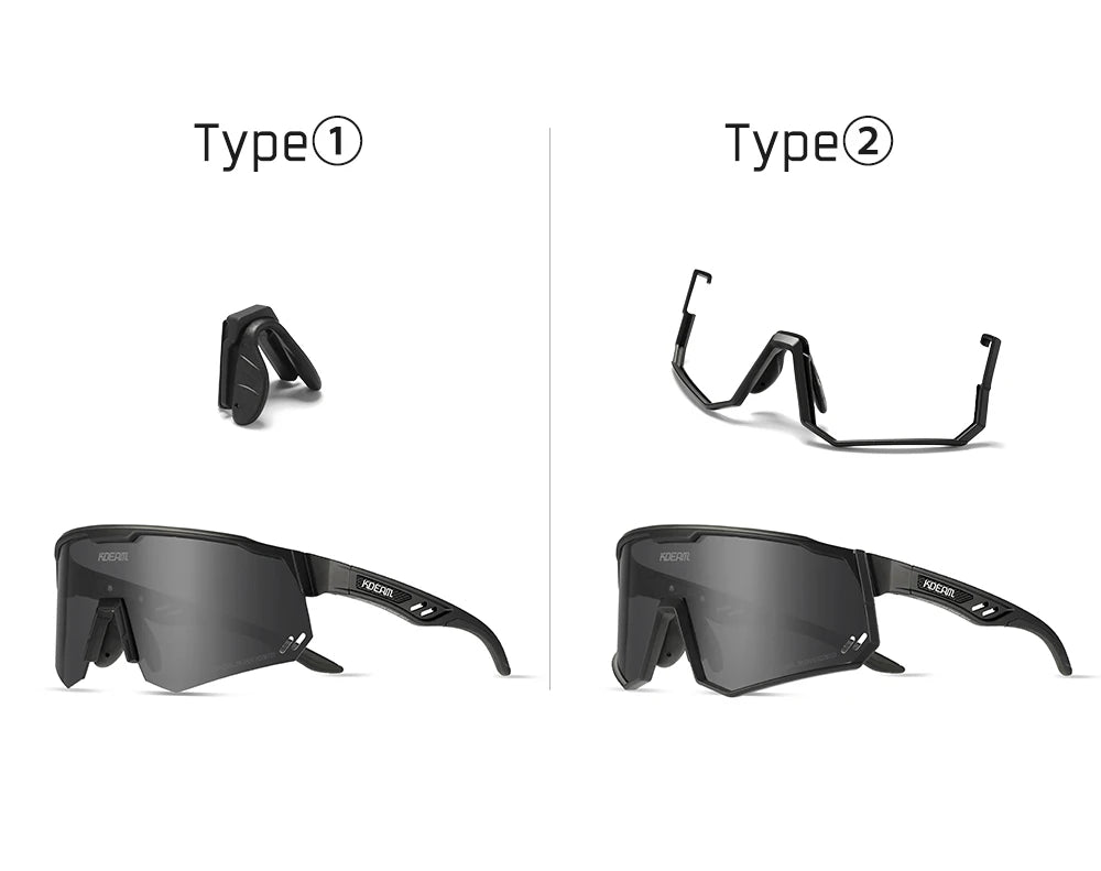 KDEAM High-End Sports Sunglasses Polarized Men's Cycling Glasses Dismountable TR90 Frame And Nose Pads Easy To Exchange
