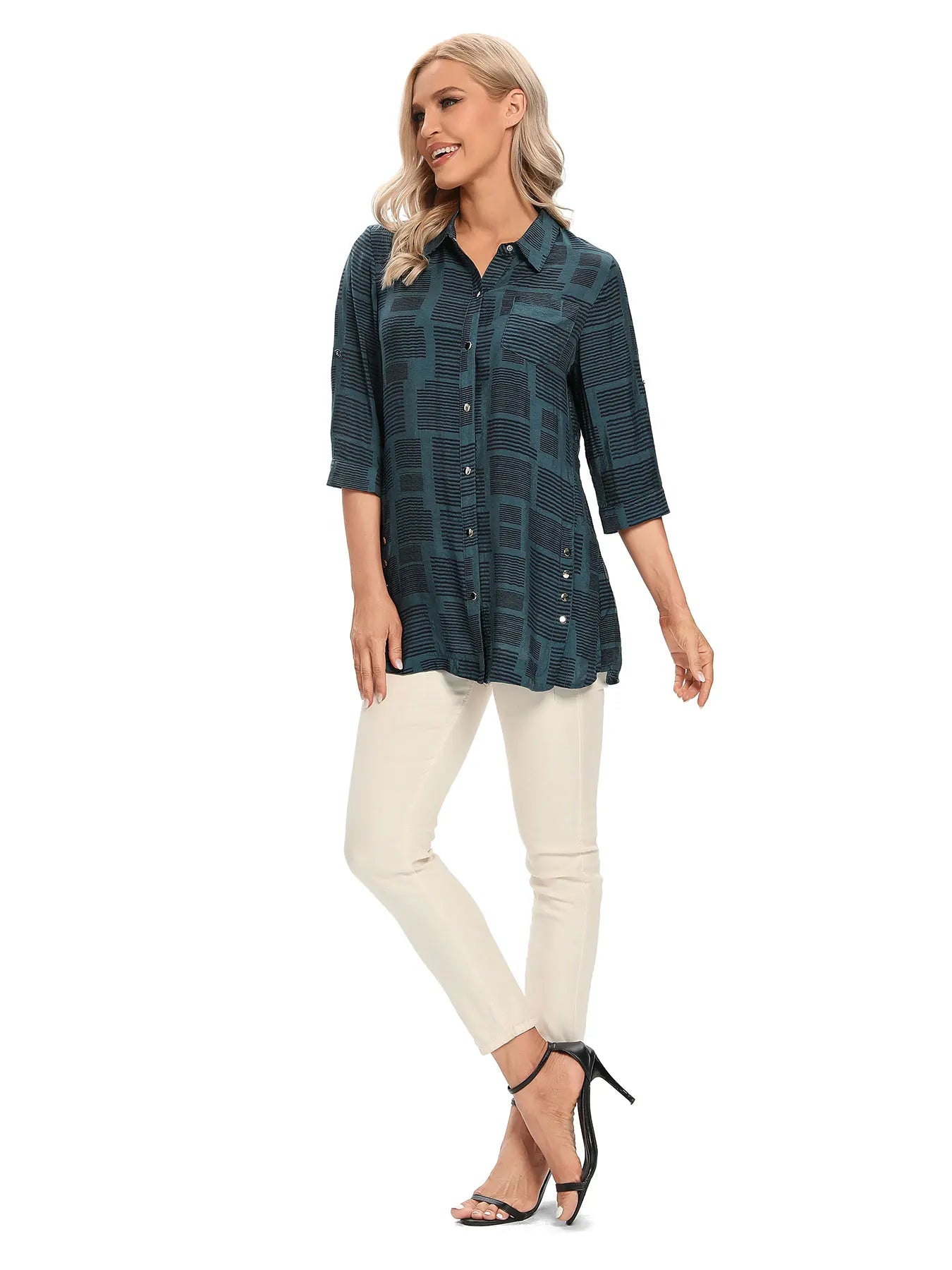 Unisex Plaid Loose-Fit Open-Front Casual Shirt