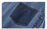 Mens High Quality Custom Weave Slub Deconstructed Patchwork Denim Shirt Trendy Distressed Wash Streetwear Casual Long Sleeve