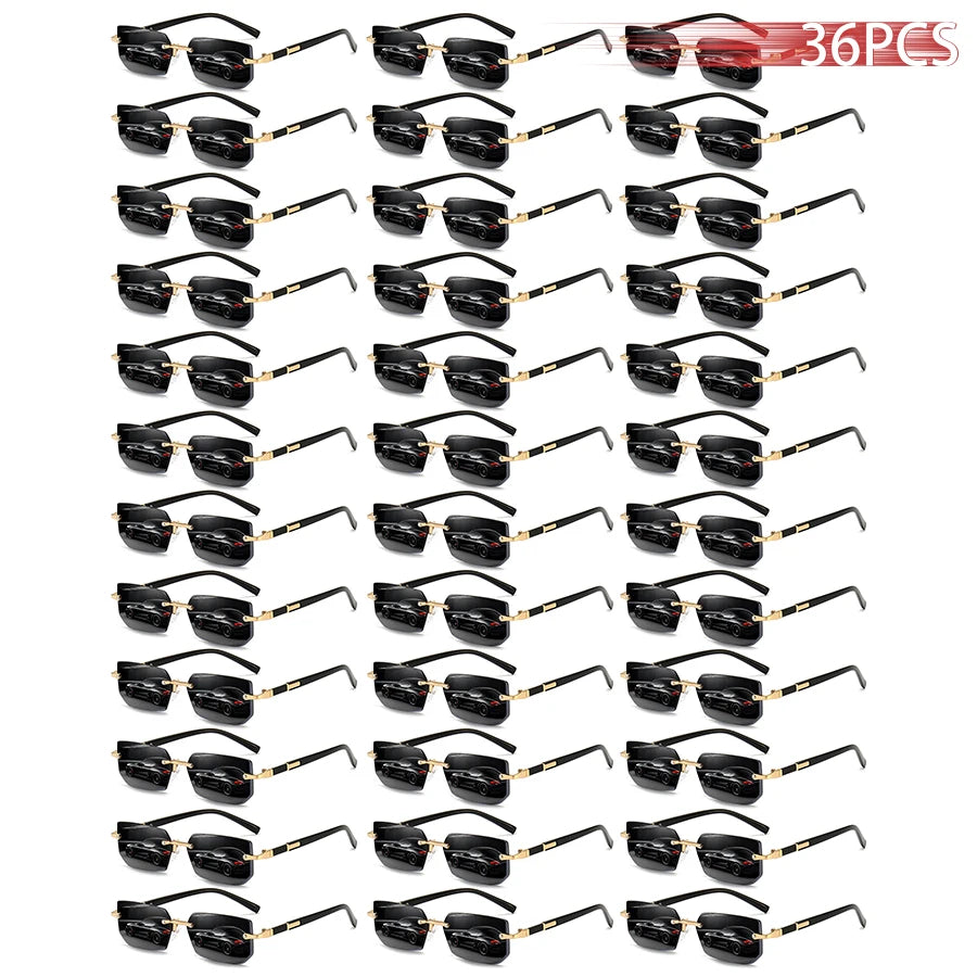 36PCS Rimless Sunglasses – Rectangle Gradient Lens
