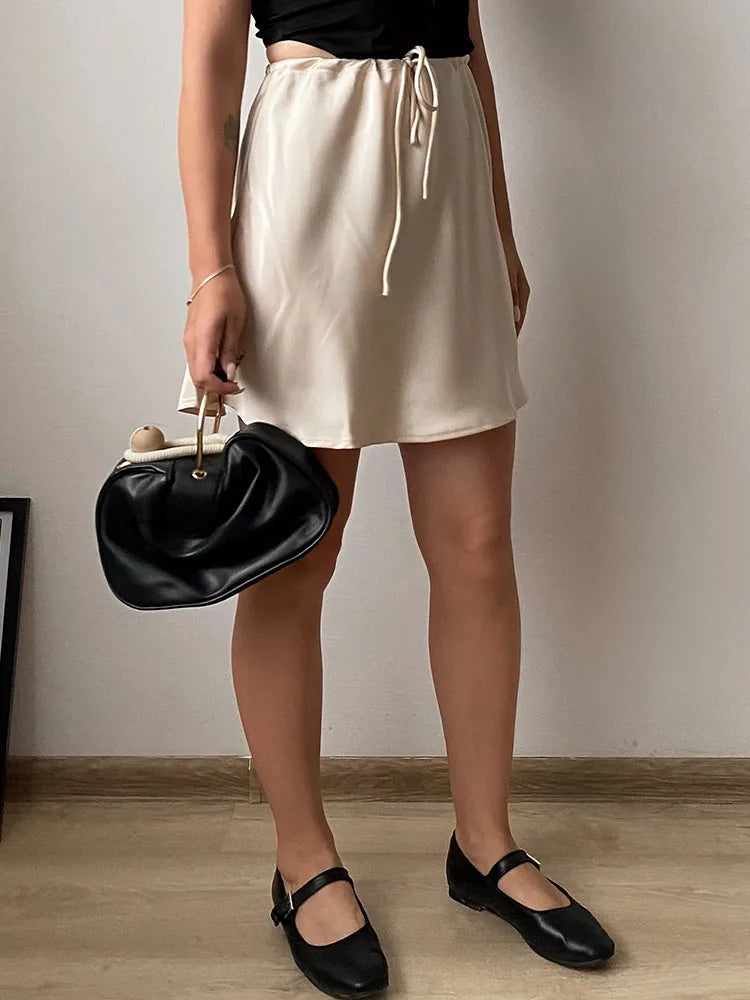 Satin Mini Skirt – Women's Elegant A-Line