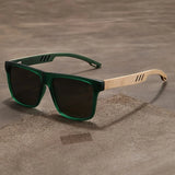 Square Wood-Grain Sunglasses – UV400 & Spring Hinges