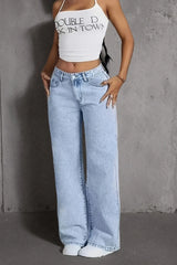 Women's Light Blue High-Waist Wide-Leg Jeans