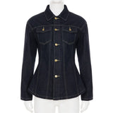 Y2K Vintage Patchwork Denim Jacket – Retro Streetwear Long-Sleeve Coat