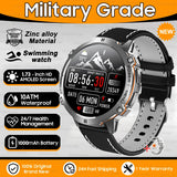 2025 New 1000mAh Battery Sports SmartWatch 1.73" AMOLED Screen 10ATM Waterproof Compass Altimeter Military T-Rex3 Smartwatch Men