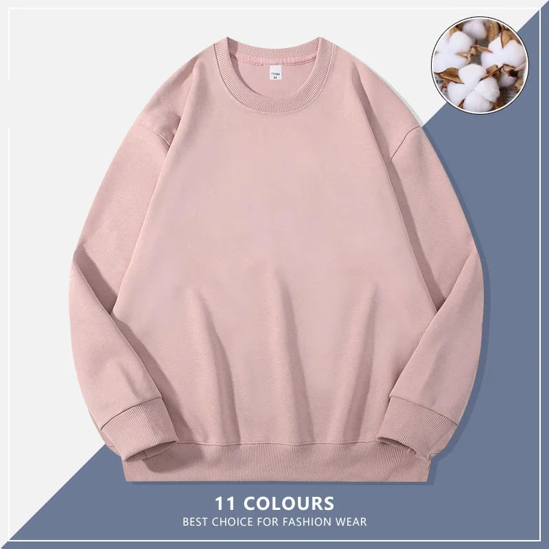 Custom Embroidery Logo Solid Sweatshirts Spring Autumn Warm Sweatshirt High Quality Men Tops Male Brand Hip Hop Pullover