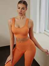 Women's Seamless Ribbed Yoga Set – Quick-Dry Sleeveless Workout Suit