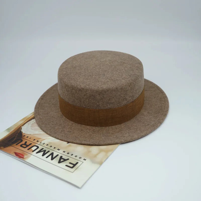 Wool Felt Fedora & Boater Hat – Wide Brim, Unisex
